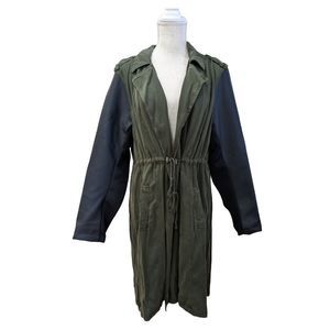 Torrid Green & Black Twill Jawstring Trench Coat Size 1X